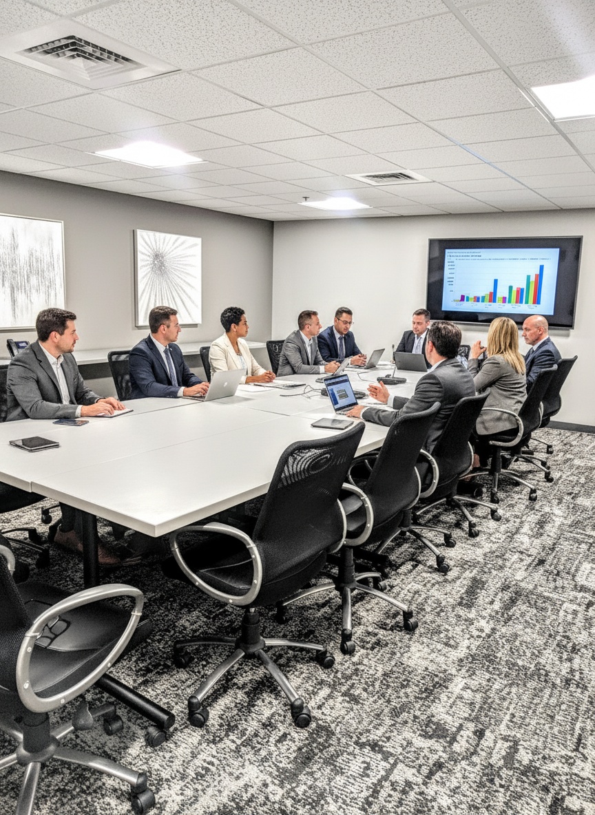 Professional business meeting in a modern conference room
