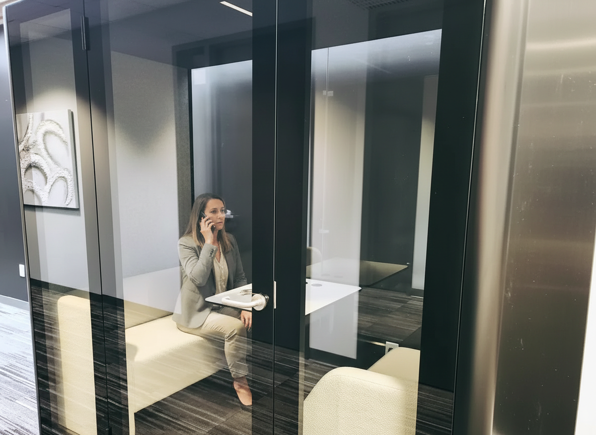 Private phone booth at Highland-March Workspaces Mansfield